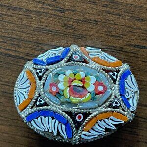 Floral Vintage 1940's ITALIAN Micro Floral MOSAIC Pin